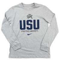 Youth Nike USU Aggie Bull Long-Sleeve T-Shirt gray